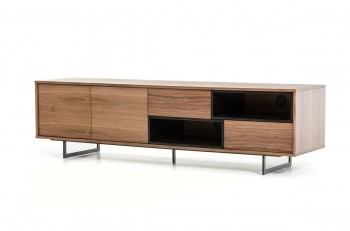 Walnut TV Stand Media Storage with Drawers and Doors