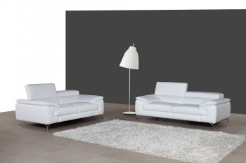 White Leather Sofa Set with Adjustable Headrests White Leather Sofa Set with Adjustable Headrests