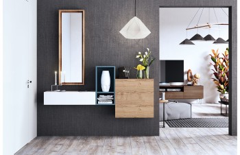 White with Natural Wood Hallway Wall Unit White with Natural Wood Hallway Wall Unit