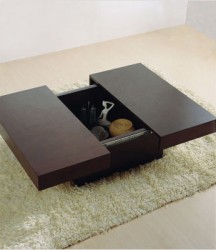 Tahiti Contemporary Square Motion Storage Coffee Table