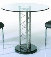 Round Glass Dining Table with Black Marble Base