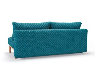 Blue Contemporary Sofa Bed with Texture Upholstery and Oak Legs