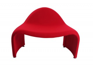 Uniquely Shaped Fabric Upholstered Grey or Red Lounge Chair
