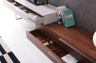 Contemporary Wall Unit with Textured Wood Veneers and Floating Design