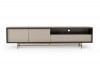 Modern Ebony TV Stand with Matte Grey Doors