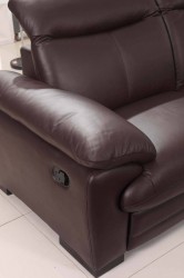 Large Brown Leather Contemporary Sectional Set with Recliner Chair