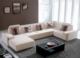 Elegant Tufted Micro Suede Fabric Sectional Upholstery with Pillows