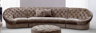 Contemporary Fabric Sectional Sofa Set with Matching Ottoman and Chair