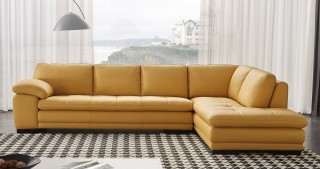 Contemporary Top Grain Leather Sectional