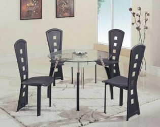 Modern High End Round Wooden with Glass Top Complete Dining Room Sets