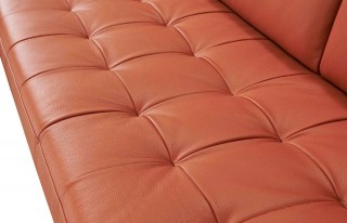 Pumpkin Italian Leather Sectional Sofa with Throw Pillows