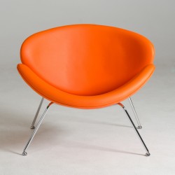 Contemporary Orange Leatherette Stainless Steel Legs Chair