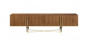 Mid-Century Modern Walnut and Gold Buffet