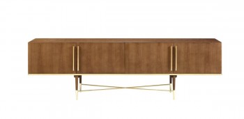 Mid-Century Modern Walnut and Gold Buffet Mid-Century Modern Walnut and Gold Buffet