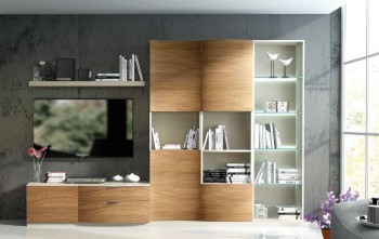 Modern Natural Wood Wall Unit and Entertainment Center