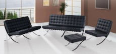 Exposition Famous Design Black Leather Sofa Set