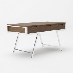 Elegant Walnut Desk with Metal Legs