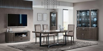 Modern Grey Oak Extendable Dining Table
