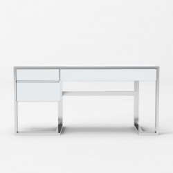 Elite White High Gloss and Stainless Steel Desk