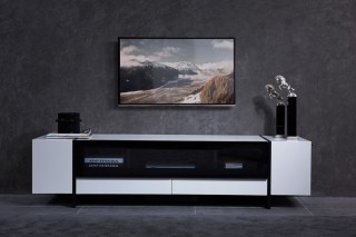 White Gloss Media Unit with Lots of Storage Compartments