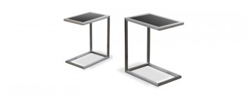 End Table with Black Tempered Glass Top