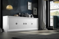 Plain White Buffet with Silver Handles Plain White Buffet with Silver Handles