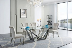 Stylish Glass Top Dinette Tables and Chairs Modern Design