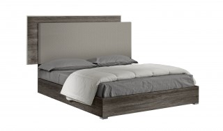 Lacquered Made in Italy Wood and Nano Fabric High End Platform Bed in Grey