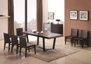 Flero Stunning Contemporary Design Brown Table with Extension Leaf