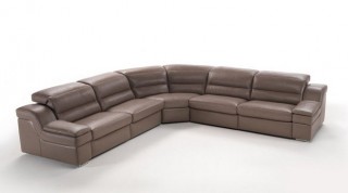 Brown Soft Italian Leather Sectional Sofa with Reclining Chairs