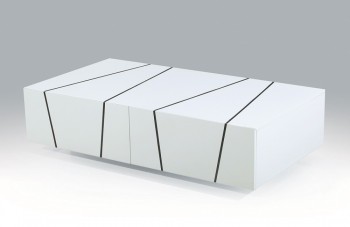 Unique White Zebra High Gloss Coffee Table with Storage Drawers