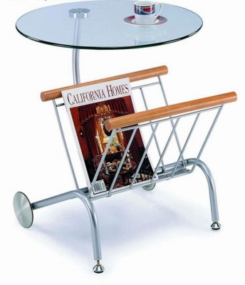 Contemporary Magazine Table with Chrome Base