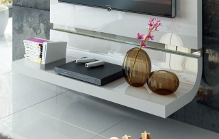 Spain Made White Lacquer Floating Wall Unit with Optional Base