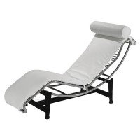 White Leather Chaise Lounge with High Density Relaxing Cushion