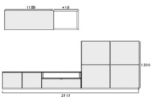 High Gloss Grey Living Room Wall Unit