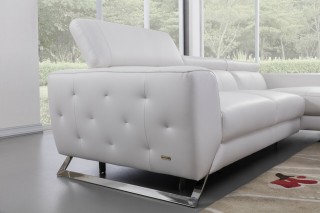 White Two Piece Sectional Sofa with Ratchet Headrest