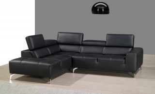 Beige Italian Leather Upholstered Contemporary Sectional Sofa