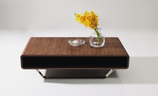 Contemporary Walnut and Chrome Coffee Table
