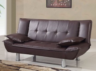 Black Bi-Cast Contemporary Convertible Sofa Bed with Metal Legs