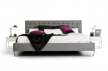 Elegant Leather Modern Platform Bed