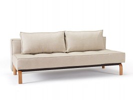 Stylish Fabric Upholstered Deluxe Sofa Bed with Oak Legs
