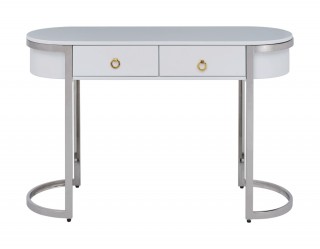 Natural White Marble Top and Chrome Legs Dining Table