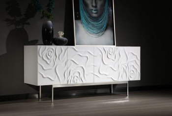 Modern White High Gloss Pattern Buffet Modern White High Gloss Pattern Buffet