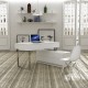 Desk and Hutch In White Lacquer Finish with Multiple Storage Drawers