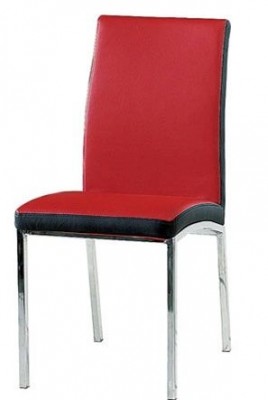 Red Dining Chair with Black Trim and Steel Frame