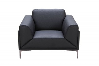 Menphis Black Leather Contemporary Sofa Set