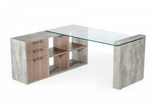 Exquisite Faux Concrete Desk with Glass Top