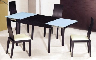Contemporary Functional Dining Room Table in Black Wood Grain