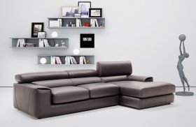 Graceful Full Leather Sectional with Chaise