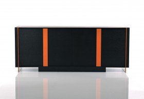 Contemporary Black Oak and Orange Floating Buffet